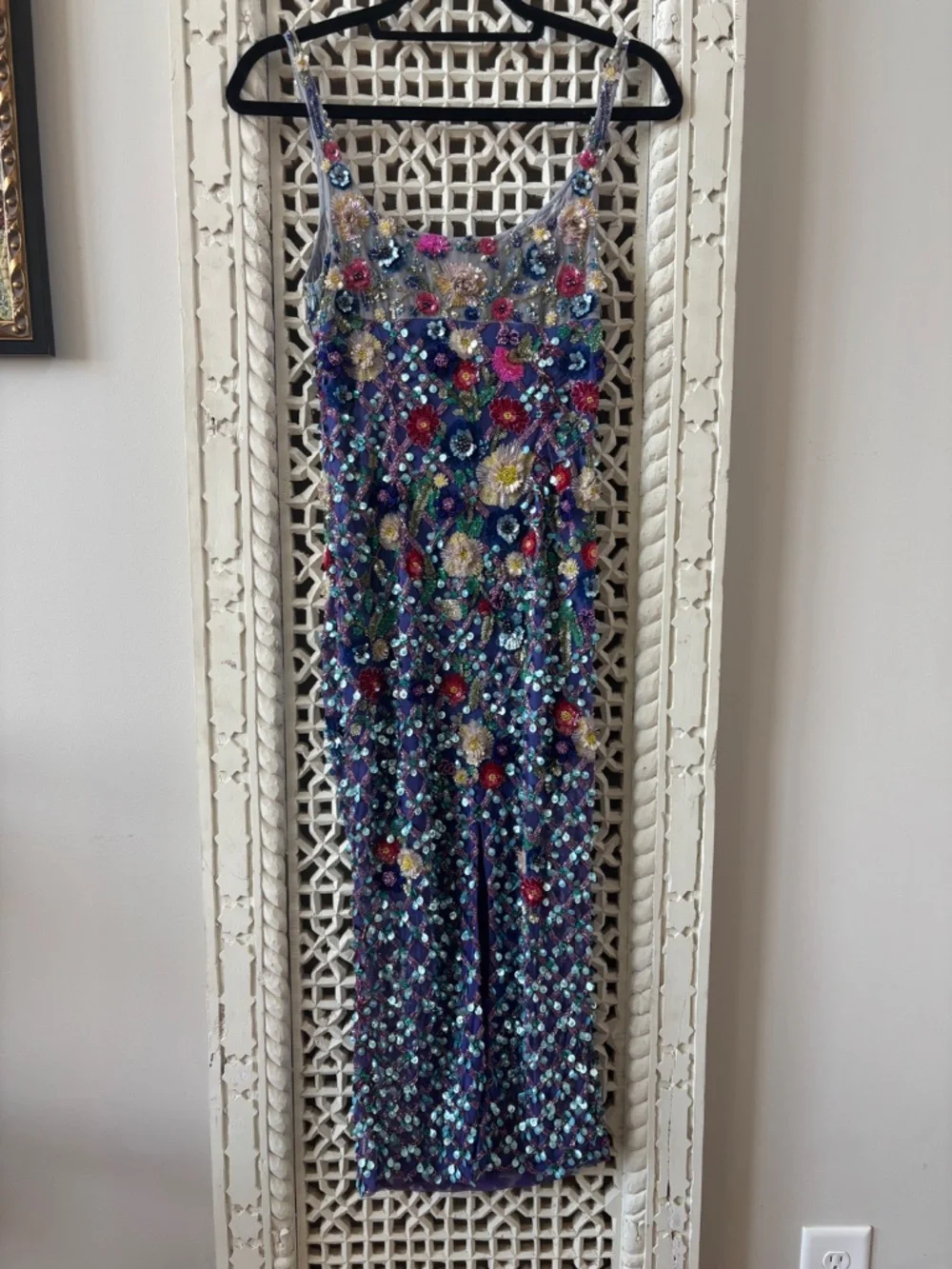 La Fuori Gilded Flora Midi Dress Blue/Multi - Picture 4 of 12